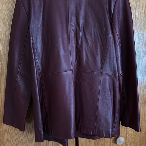 Dark red leather coat-like new - Picture 5 of 6